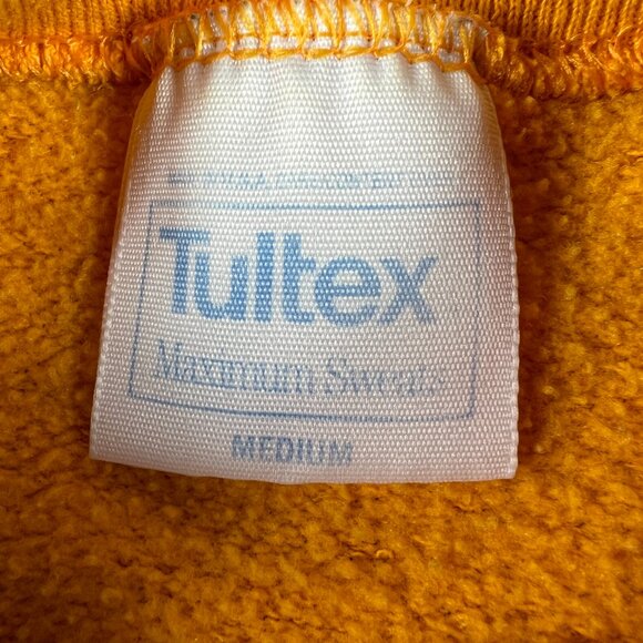 VTG 80s West Virginia Mountaineers Field Sweatshirt Medium Yellow Faded Crewneck - Picture 6 of 13